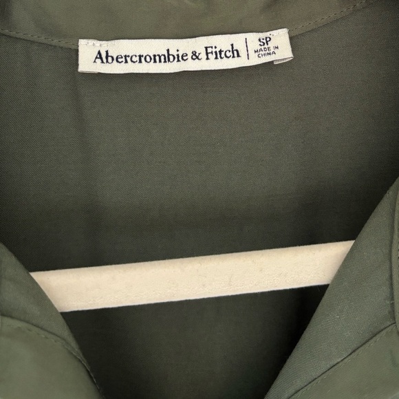 Olive Satin Shirt Dress - Picture 5 of 5